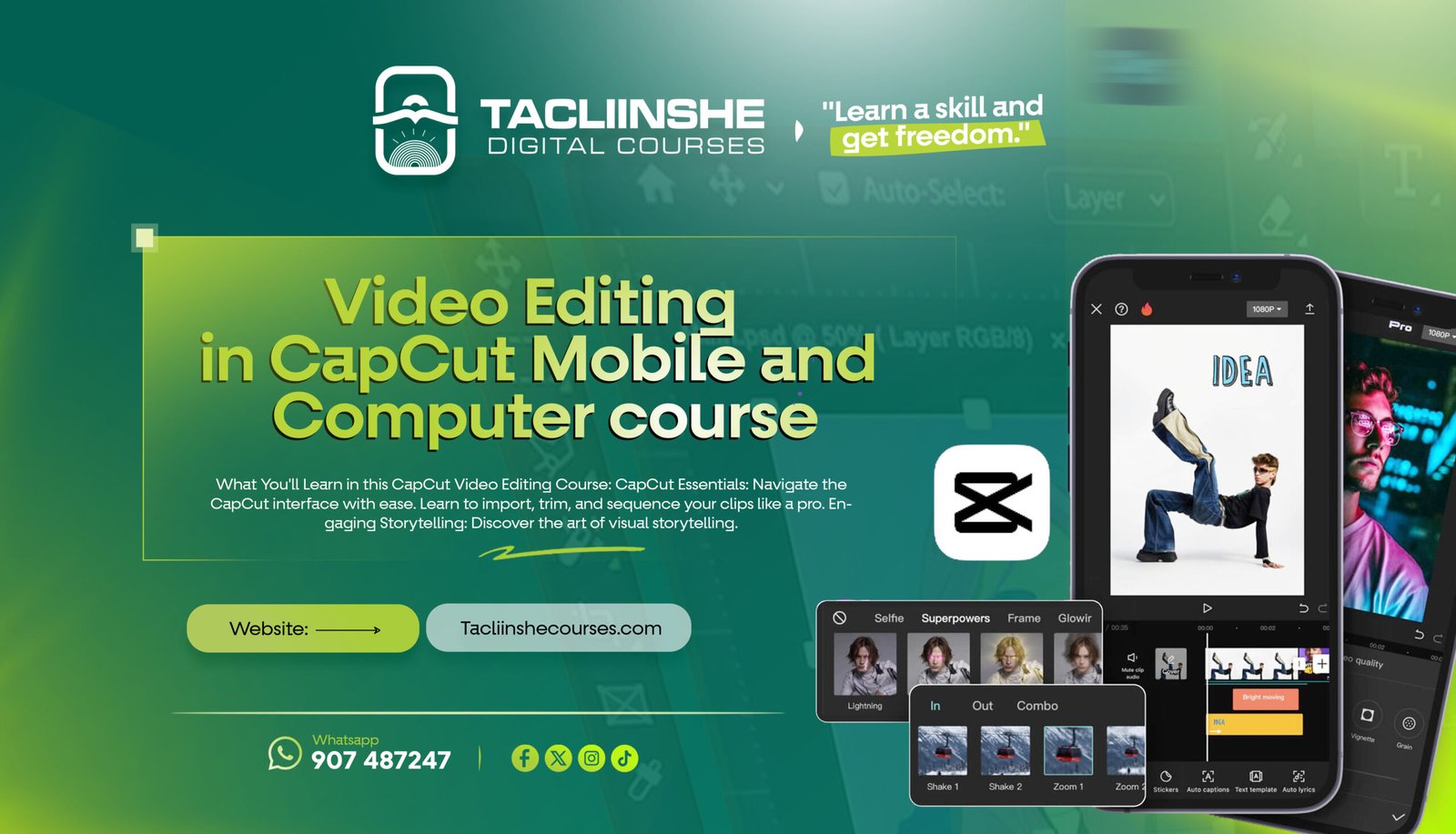 Video Editing in CapCut Mobile & Computer course